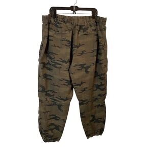 Sanctuary Anthropologie Womens 18W 100% Linen Camo Jogger Pants Army Green 40x27